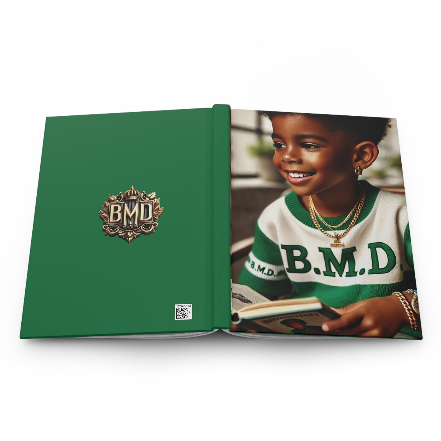 B.M.D Stylish Hardcover Journal for Kids, Boys' Diary, Fun School Supplies, Personal Notebook, Unique Gift for Young Writers (pic 1 green)