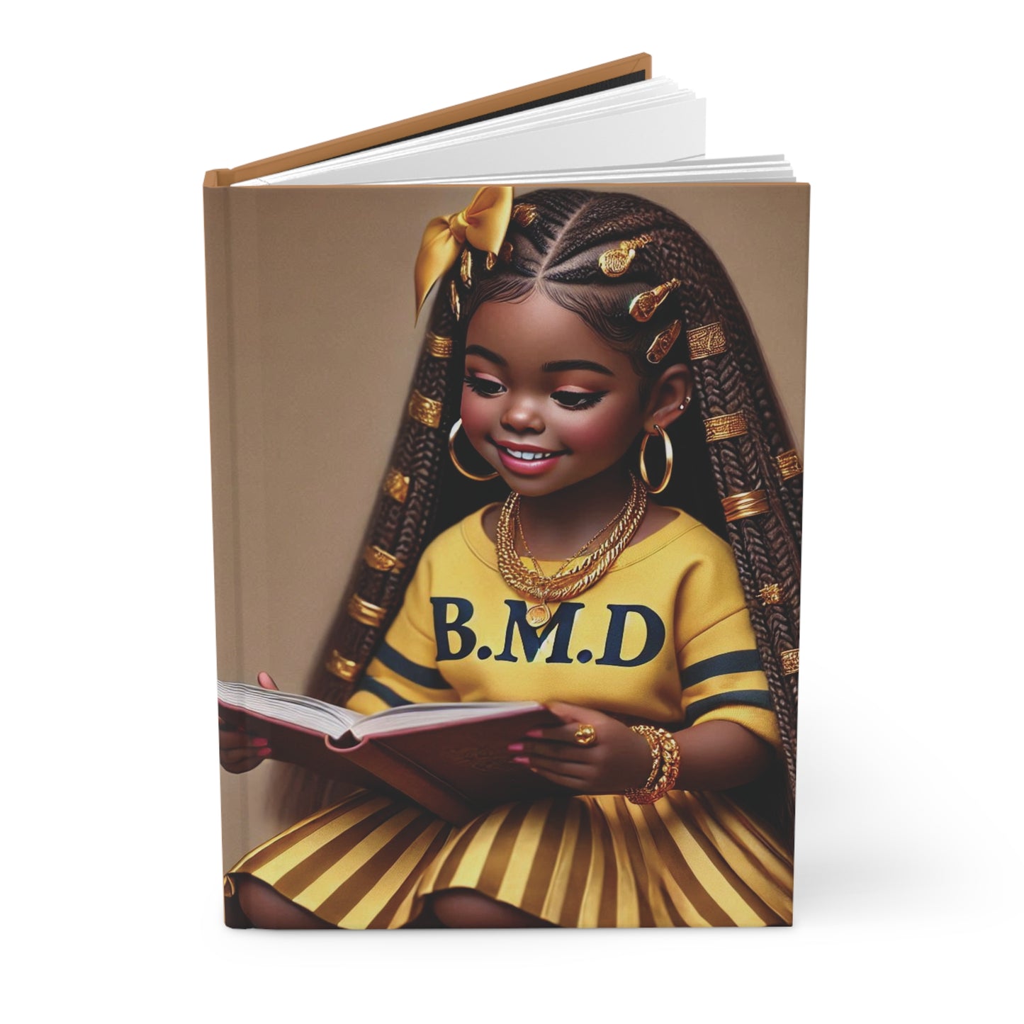 B.M.D Reading Girl Hardcover Journal Matte, Book Lover Notebook, Writer's Diary, Literary Gift, Stationery Set (pic 4 yellow)
