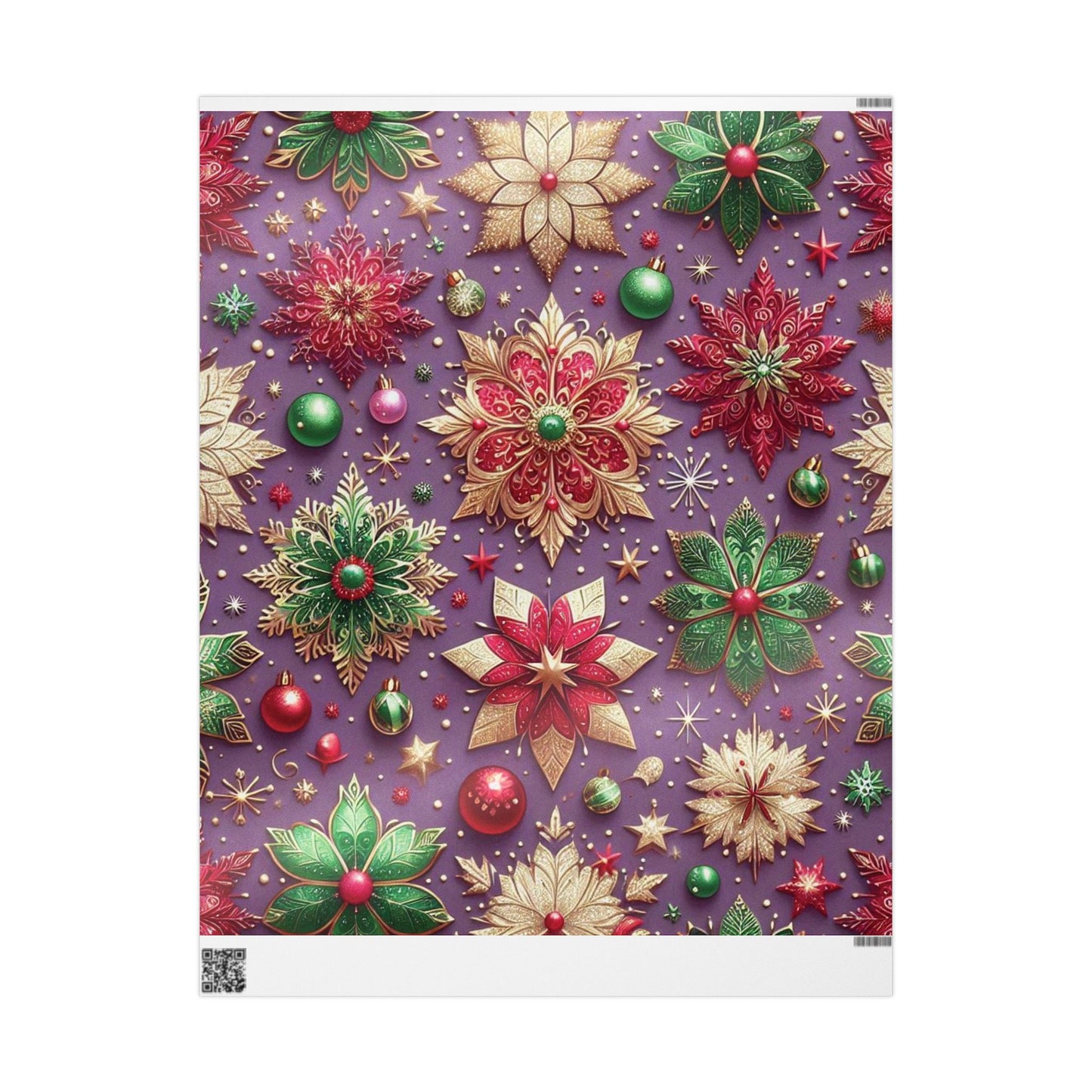 B.M.D Holiday Poinsettia Wrapping Paper — Festive Purple, Red & Gold Gift Wrap