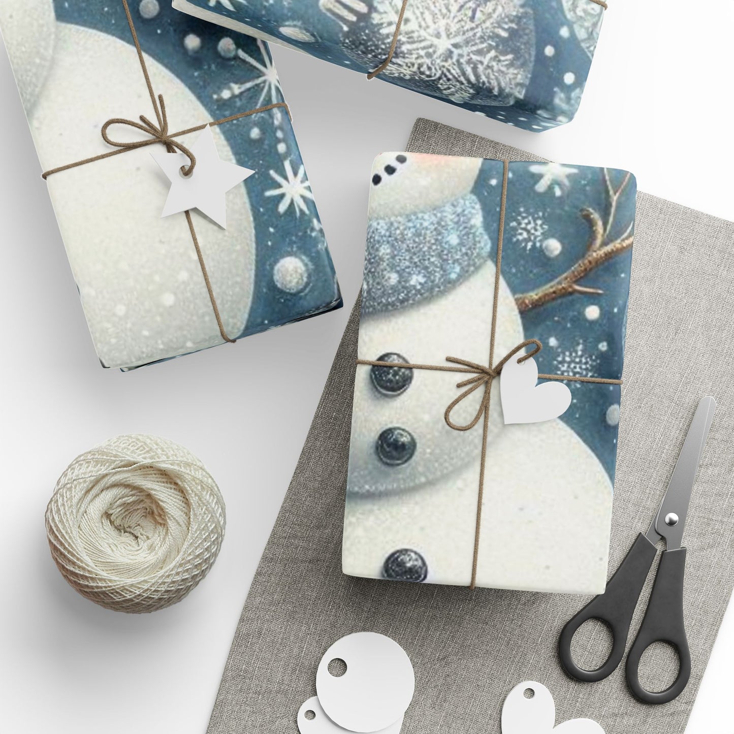 B.M.D Winter Snowman Wrapping Paper — Snowflake Holiday Gift Wrap