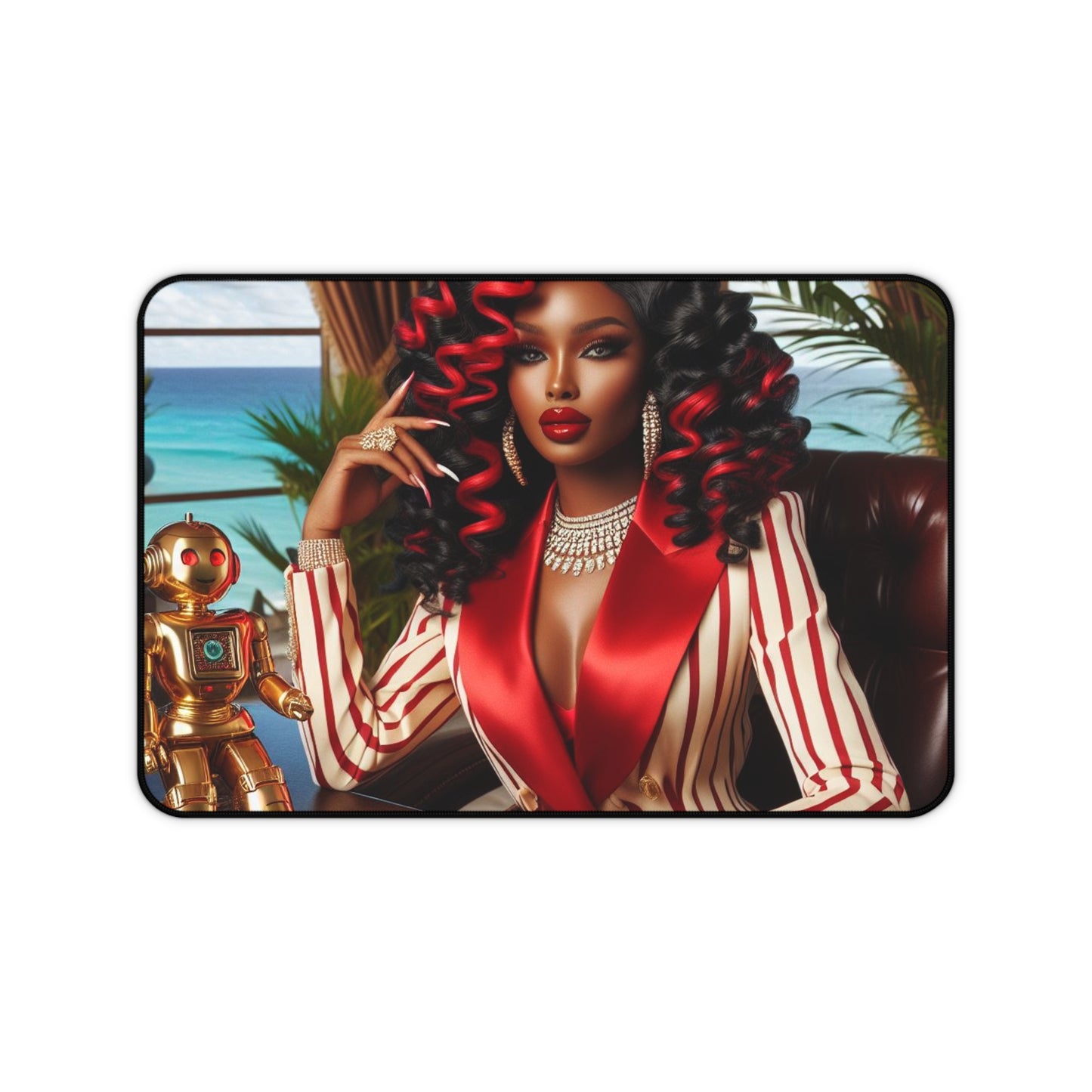 B M.D Chic Desk Mat with Elegant Design, Office Decor, Gaming Mat, Stylish Mouse Pad, Eco-Friendly Workspace Accessory