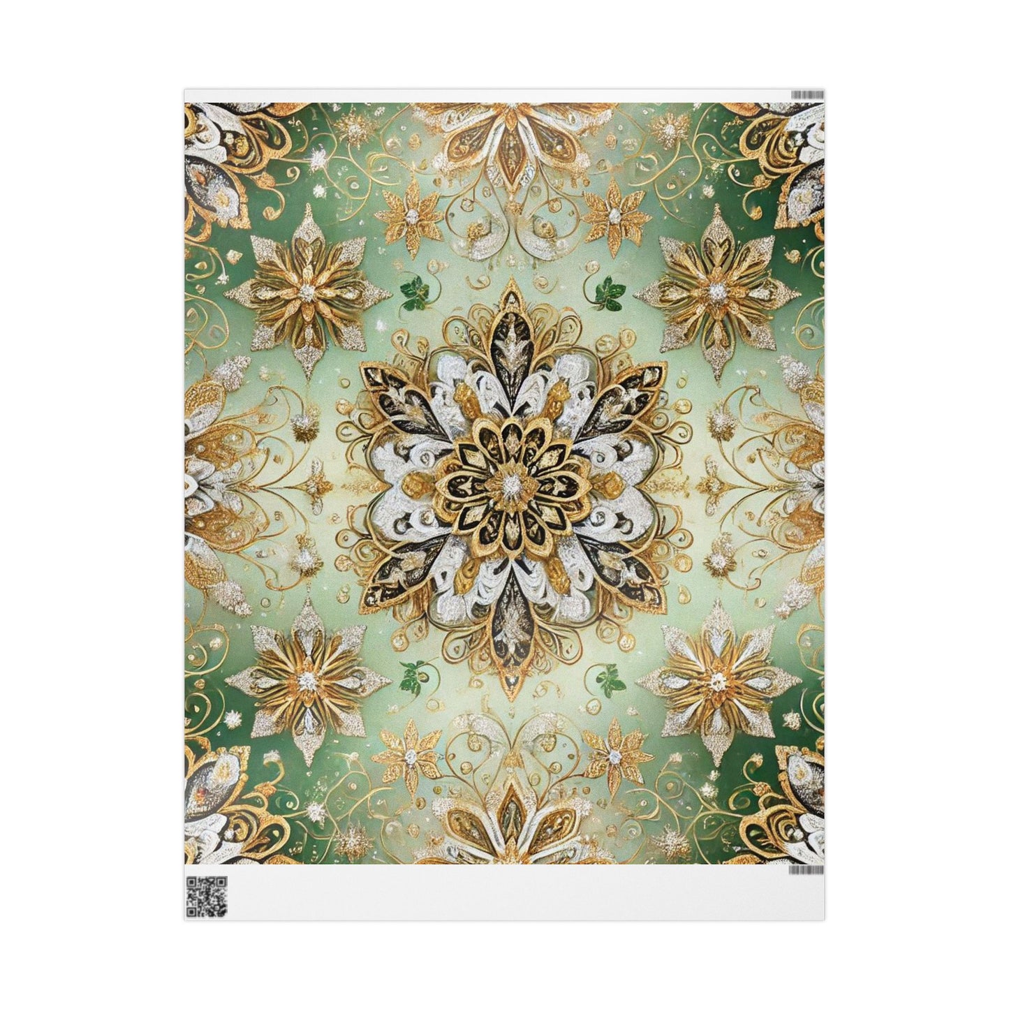 B.M.D Gold & Green Mandala Wrapping Paper — Elegant Holiday Gift Wrap