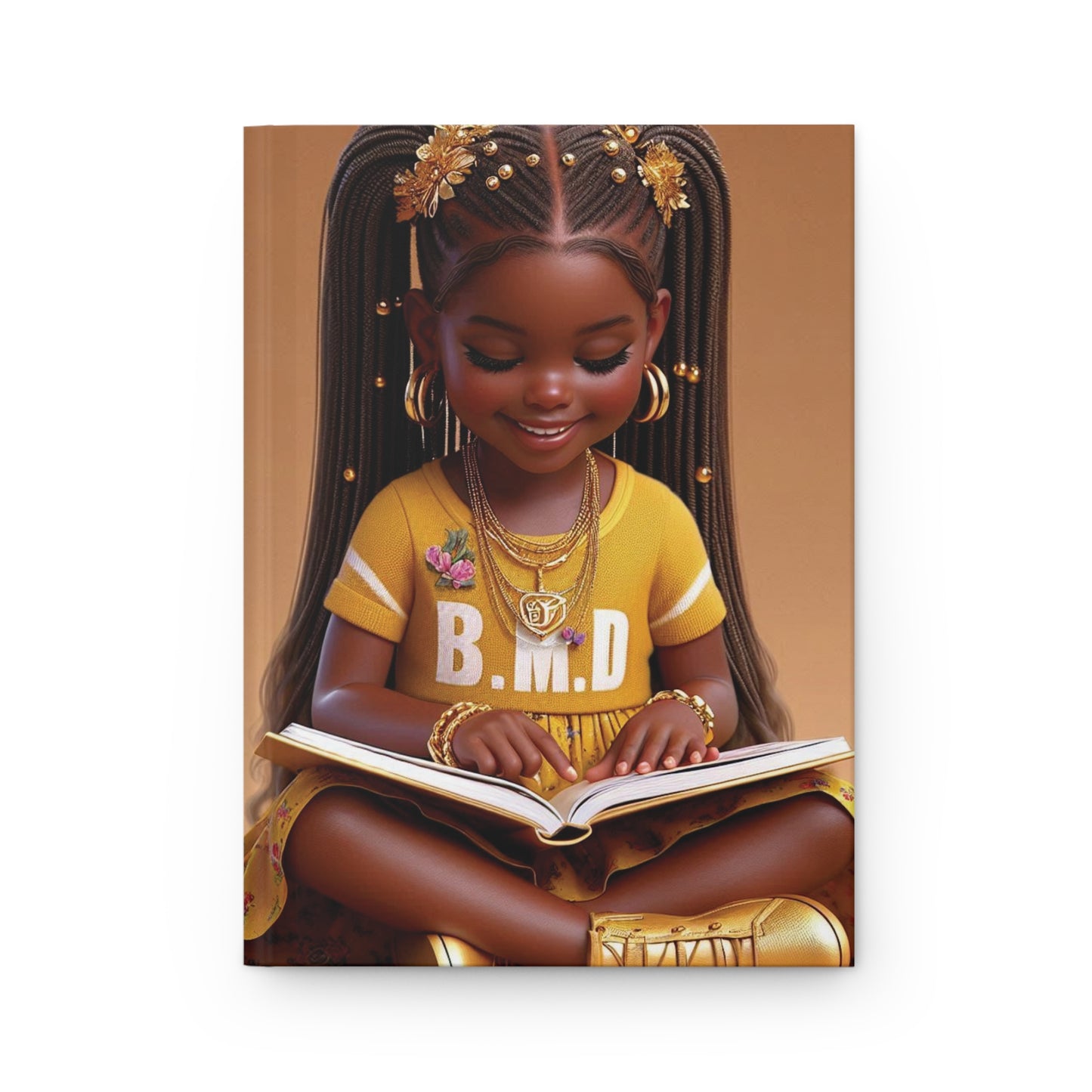 B.M.D Reading Girl Hardcover Journal Matte, Book Lover Notebook, Writer's Diary, Literary Gift, Stationery Set (pic 3 yellow)