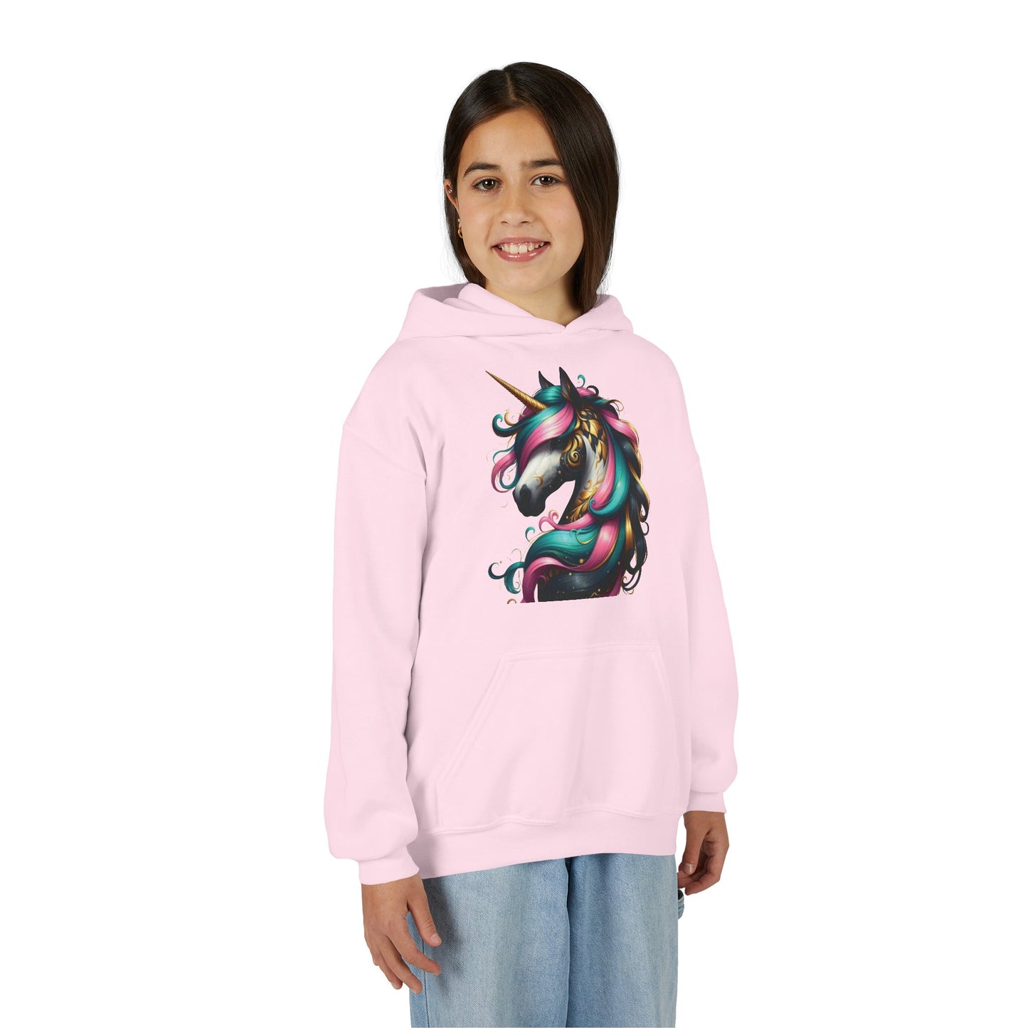 B.M.D Whimsical Unicorn Youth Hoodie, Adorable Kids Sweatshirt, Perfect for Birthdays, Gift for Unicorn Lovers, Cozy Pullover