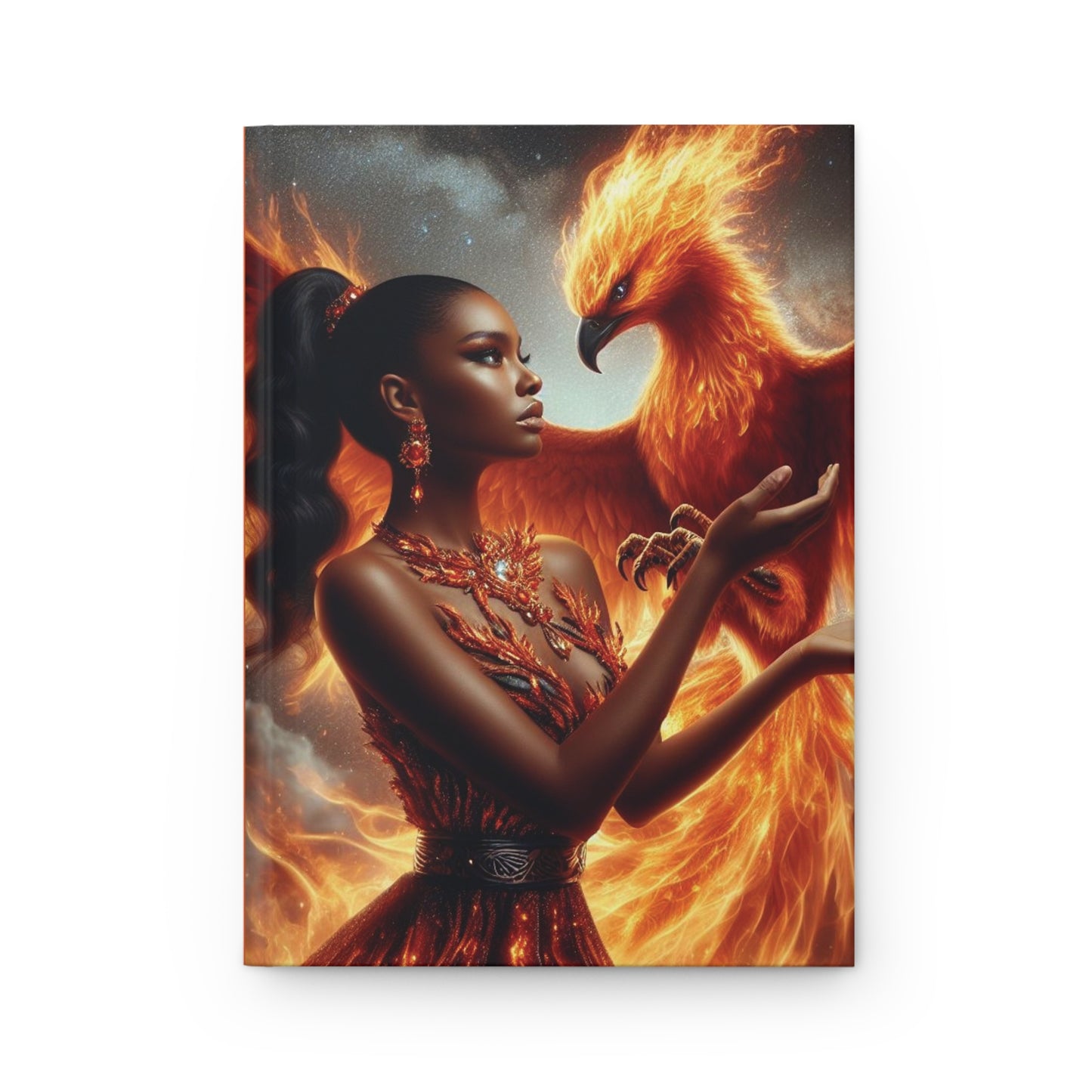 B.M.D Fiery Phoenix Hardcover Journal, Inspirational Writing Notebook, Gift for Creatives, Artistic Journal, Unique Stationery (pic 1)