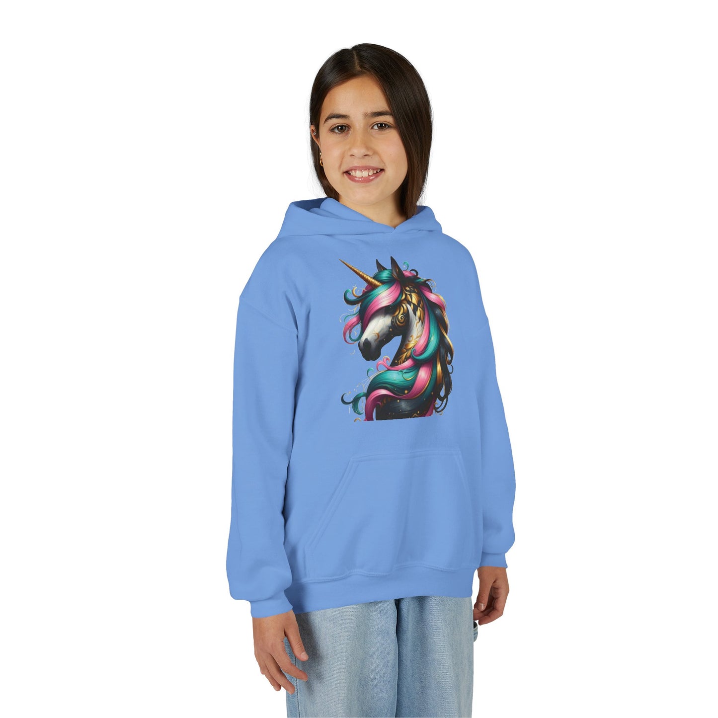 B.M.D Whimsical Unicorn Youth Hoodie, Adorable Kids Sweatshirt, Perfect for Birthdays, Gift for Unicorn Lovers, Cozy Pullover