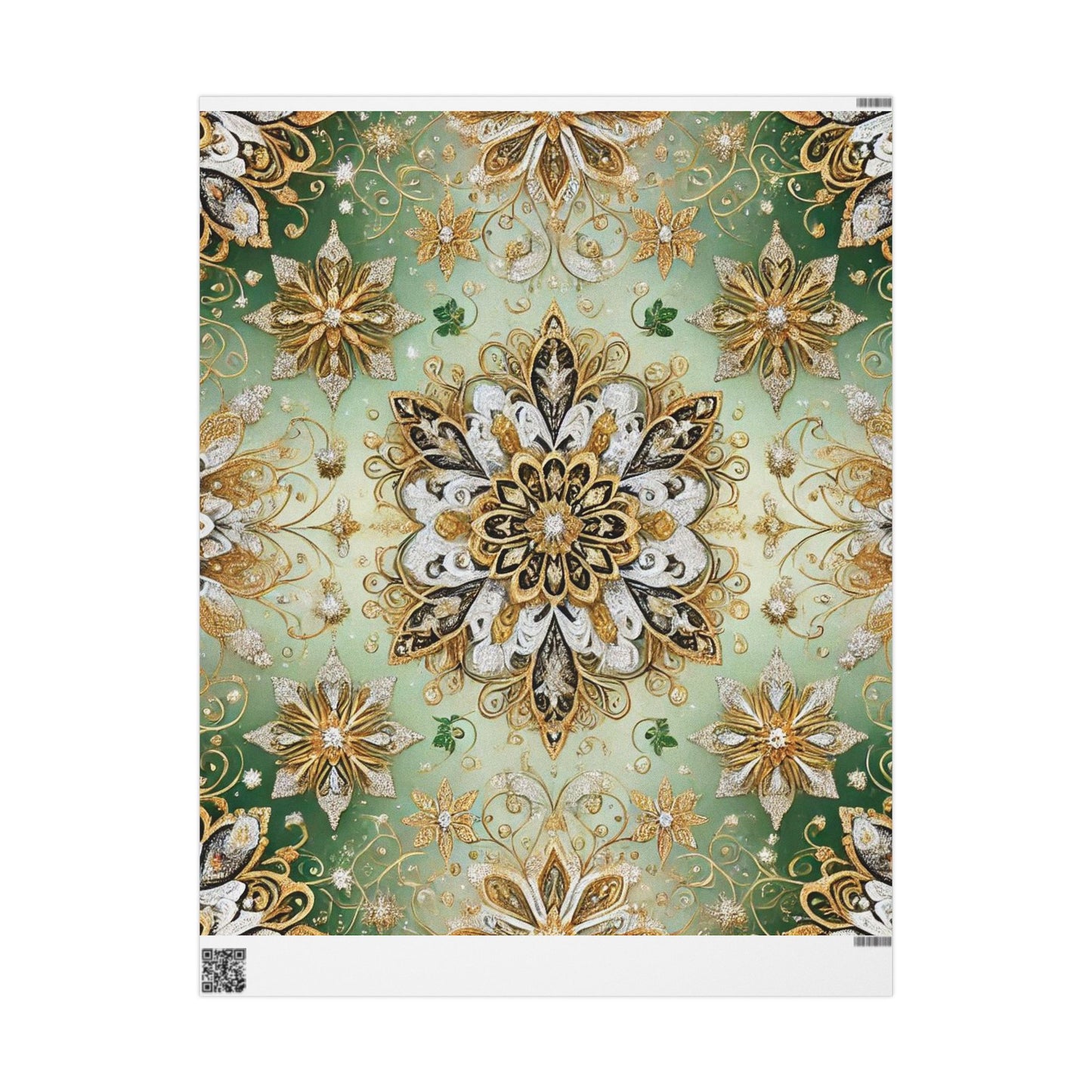 B.M.D Gold & Green Mandala Wrapping Paper — Elegant Holiday Gift Wrap