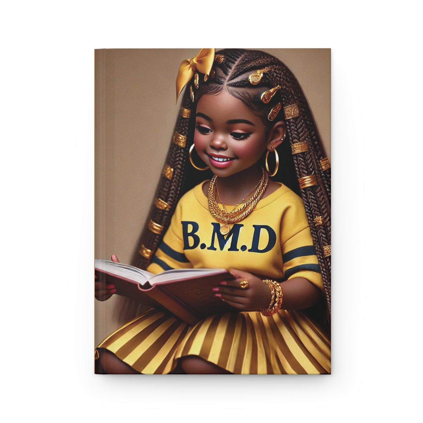 B.M.D Reading Girl Hardcover Journal Matte, Book Lover Notebook, Writer's Diary, Literary Gift, Stationery Set (pic 4 yellow)