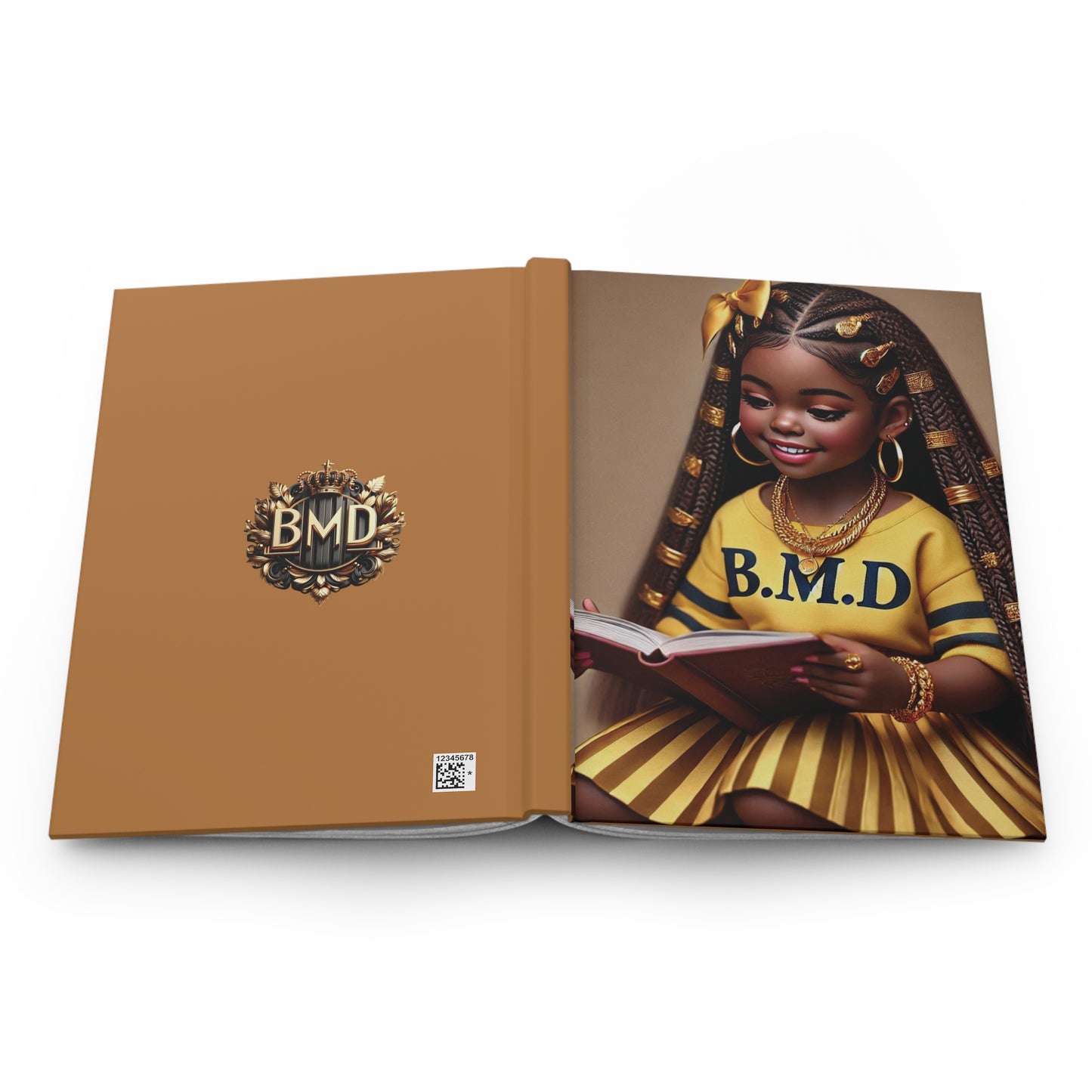 B.M.D Reading Girl Hardcover Journal Matte, Book Lover Notebook, Writer's Diary, Literary Gift, Stationery Set (pic 4 yellow)