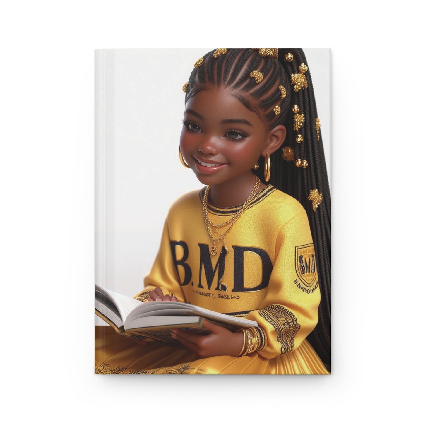 B.M.D Reading Girl Hardcover Journal Matte, Book Lover Notebook, Writer's Diary, Literary Gift, Stationery Set (pic 1 yellow)