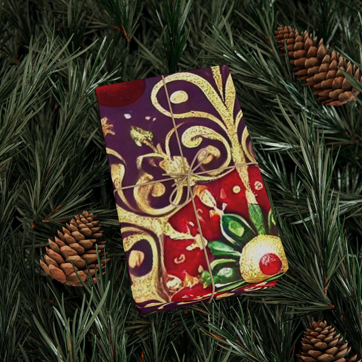 B.M.D Holiday Snowflake Wrapping Paper — Festive Gold & Jewel-Tone Gift Wrap