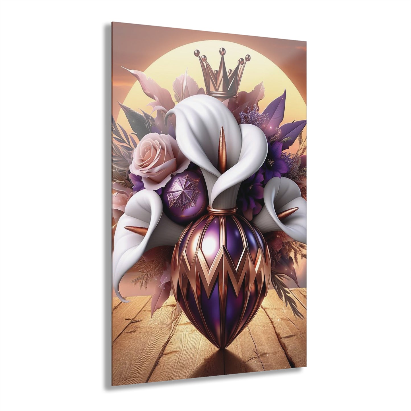 B.M.D Elegant Floral Acrylic Prints (French Cleat Hanging)(1) Home Decor Art, Modern Wall Art, Gift for Her, Wedding Decorations, Office Wall Decor