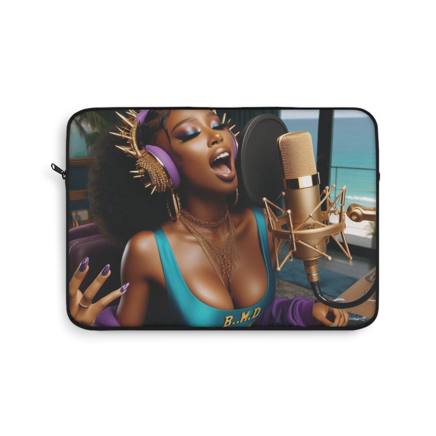 B M.D Stylish Laptop Sleeve for Music Lovers, Art-Inspired Tech Case, Unique Gift for Creatives, Fashionable Carrying Case