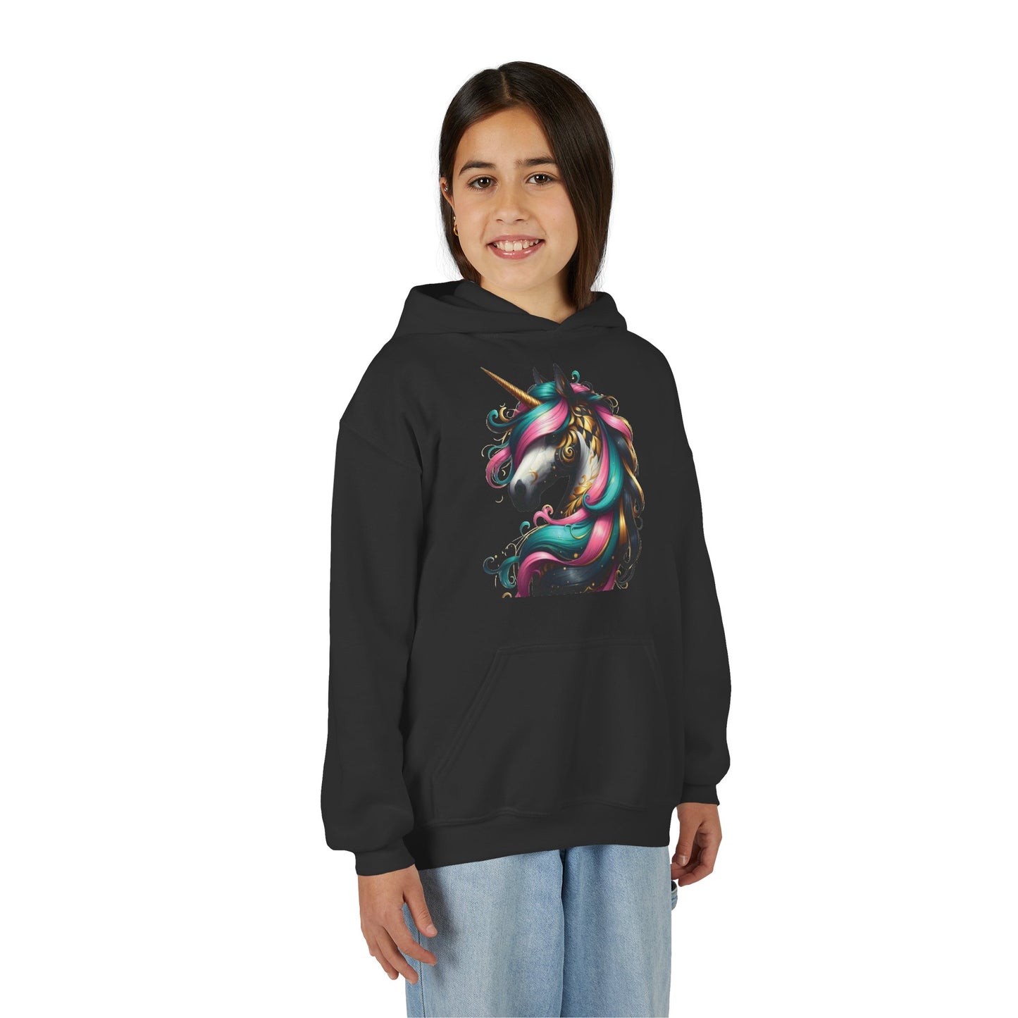 B.M.D Whimsical Unicorn Youth Hoodie, Adorable Kids Sweatshirt, Perfect for Birthdays, Gift for Unicorn Lovers, Cozy Pullover