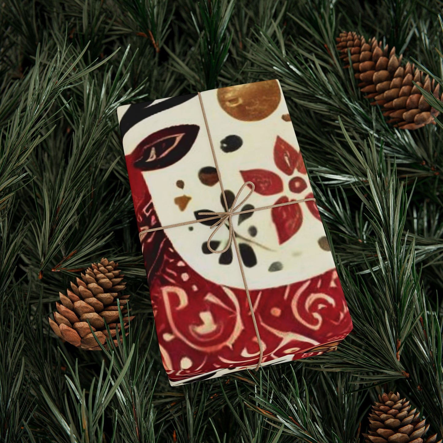 B.M.D Reindeer Folk Art Wrapping Paper Roll — Festive Scandinavian Holiday Gift Wrap