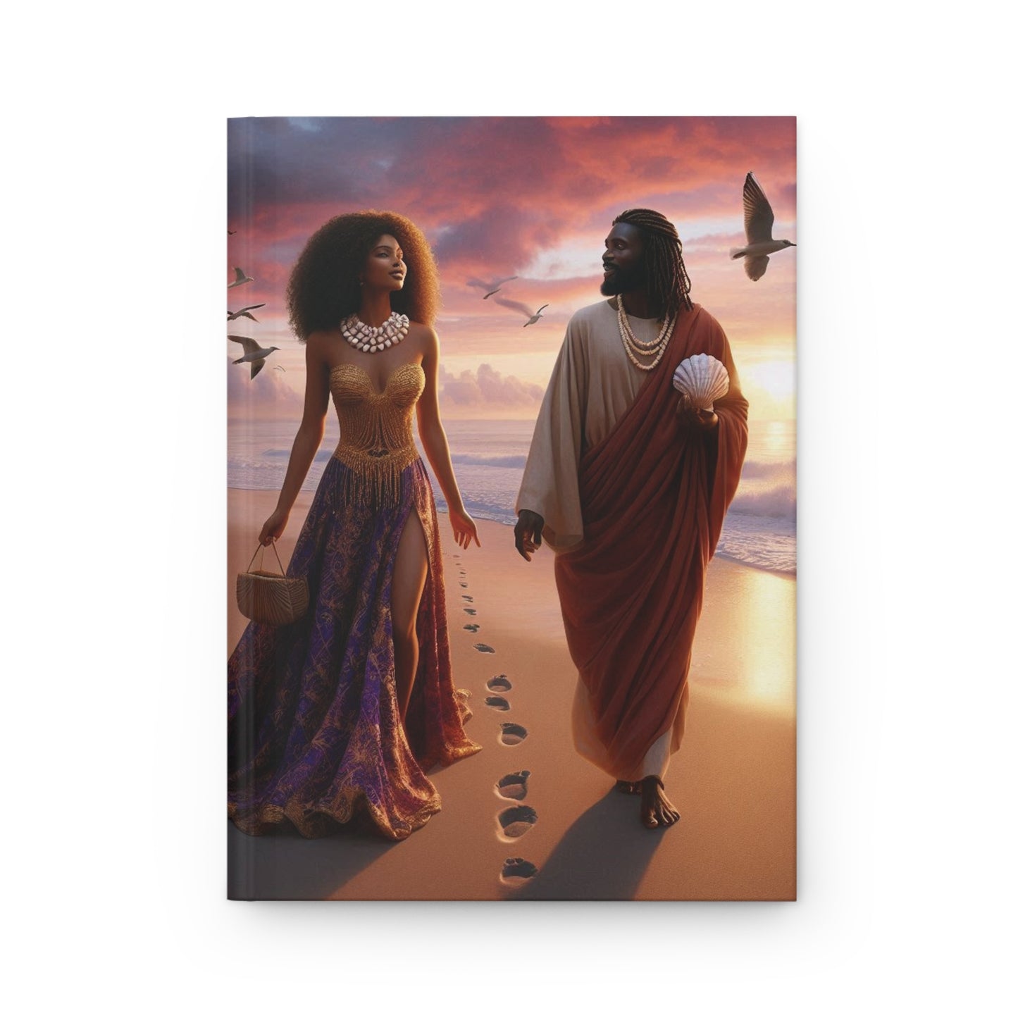 B.M.D Spiritual Walk with Yeshua, Footprints in the Sand, Prayer Diary, Faith Notebook, Inspirational (pic 1 brown)