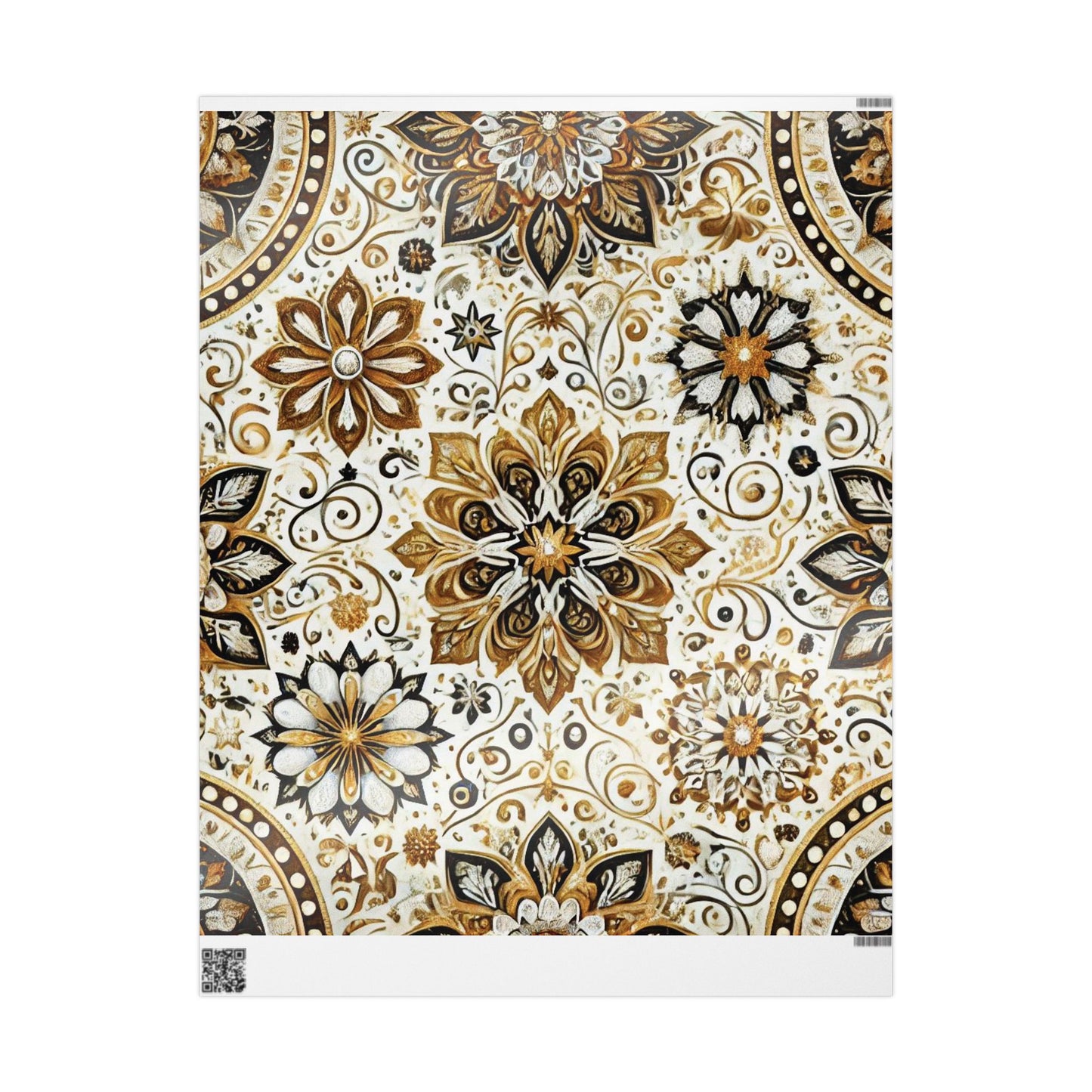 B.M.D Gold Floral Mandala Wrapping Paper – Elegant Gift Wrap for Weddings & Holidays