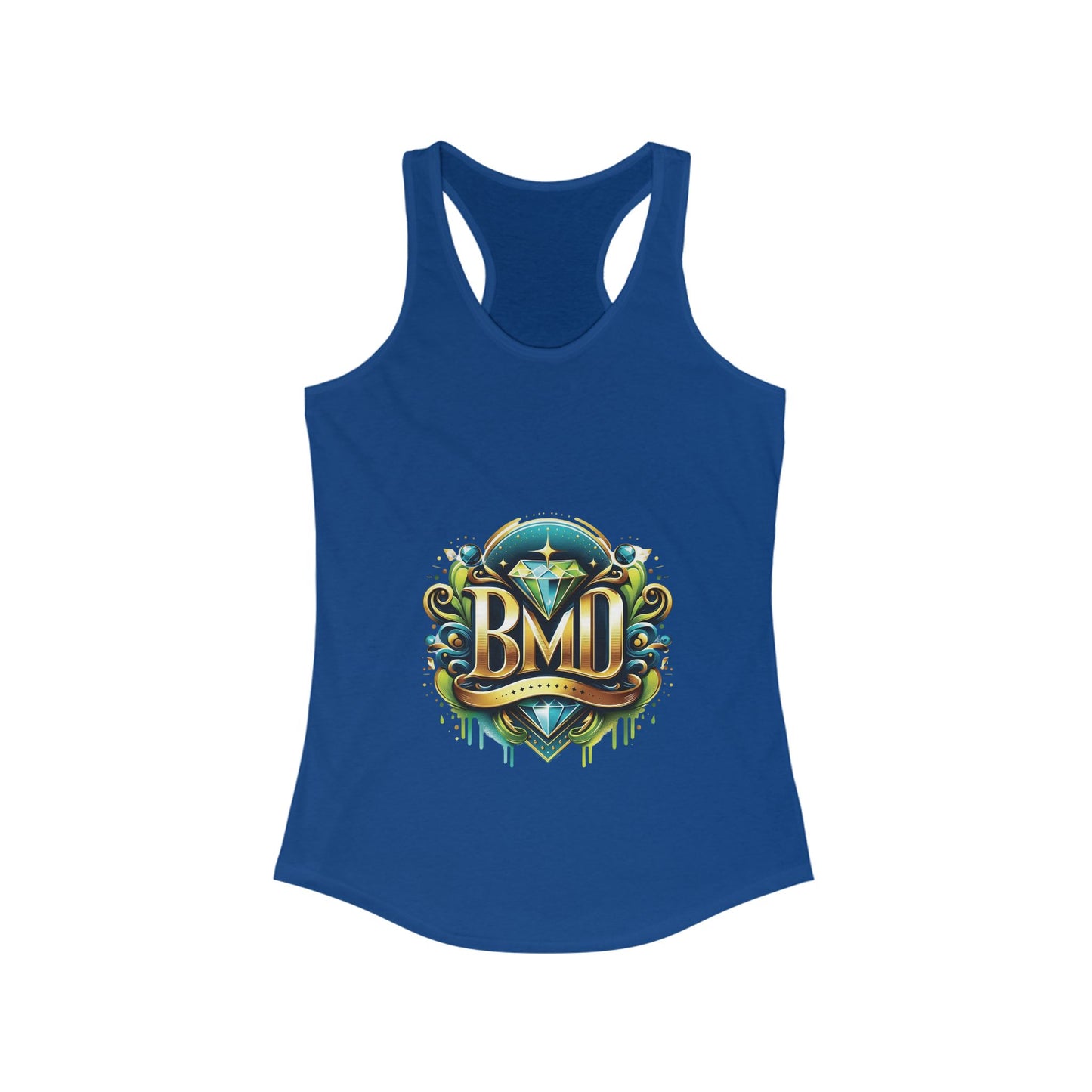 B.M.D White, Royal Blue Women's Ideal Racerback Tank