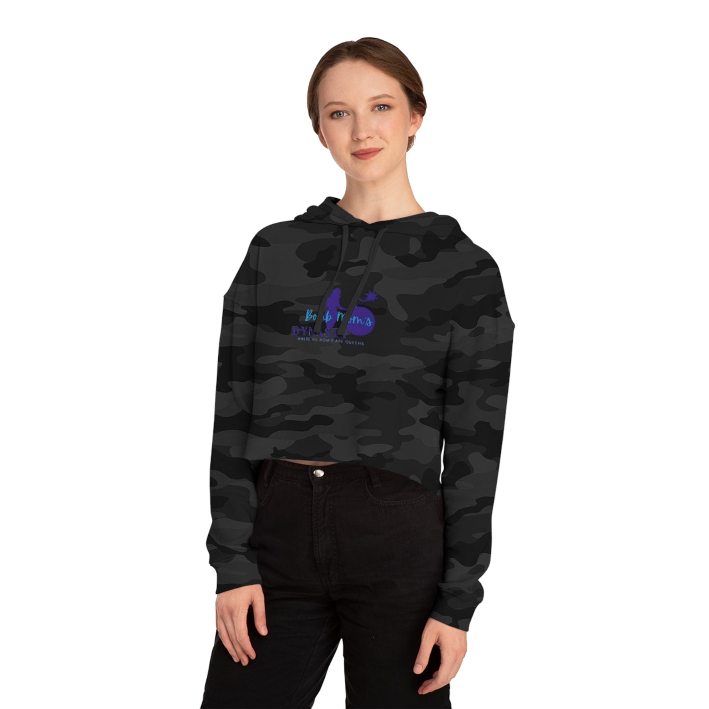 B.M.D Womens Cropped Hoodie with 'Born to Be a Dynasty' - Trendy Athleisure Top, Casual Wear, Gift for Fashion Lovers, Cozy Sweatshirt