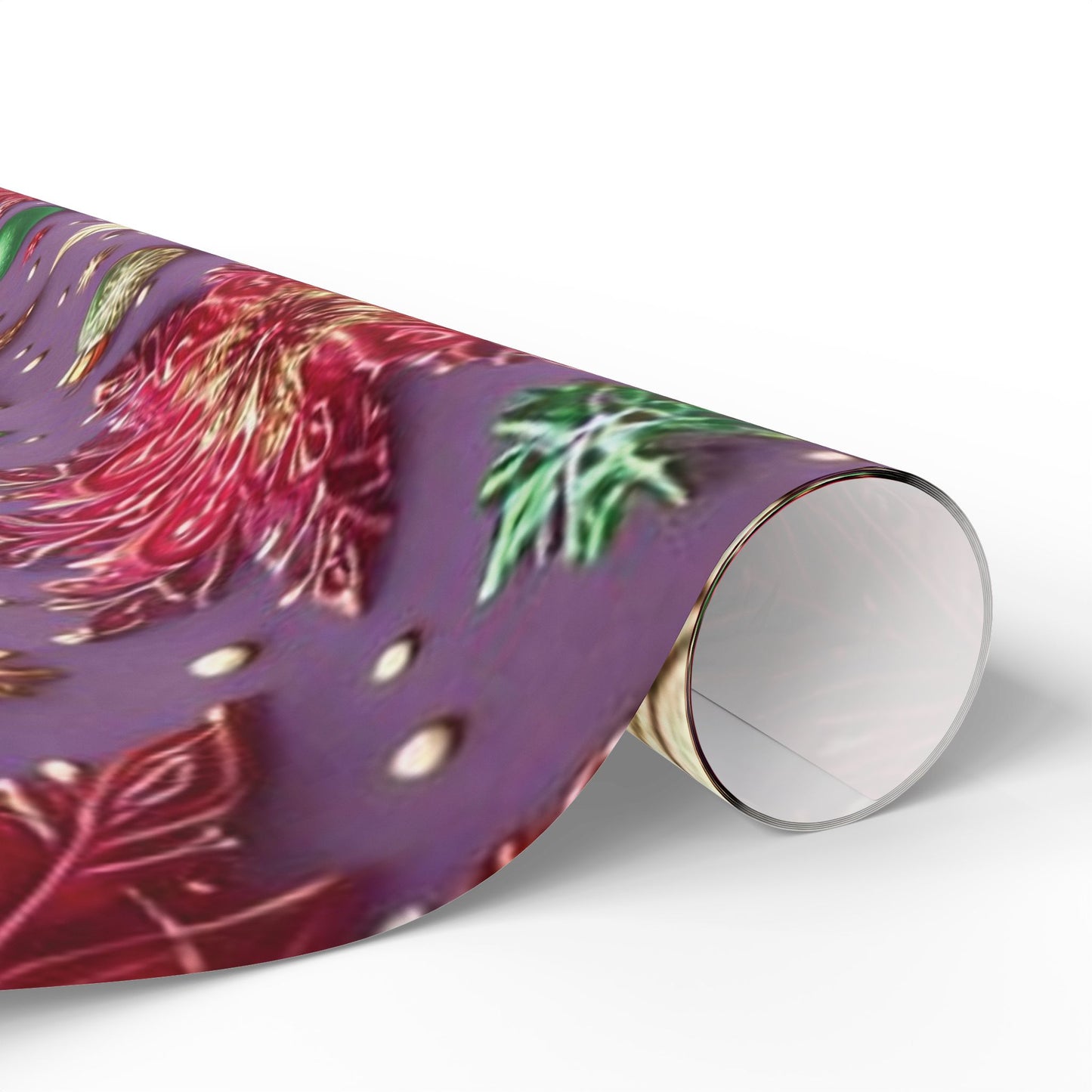 B.M.D Holiday Poinsettia Wrapping Paper — Festive Purple, Red & Gold Gift Wrap