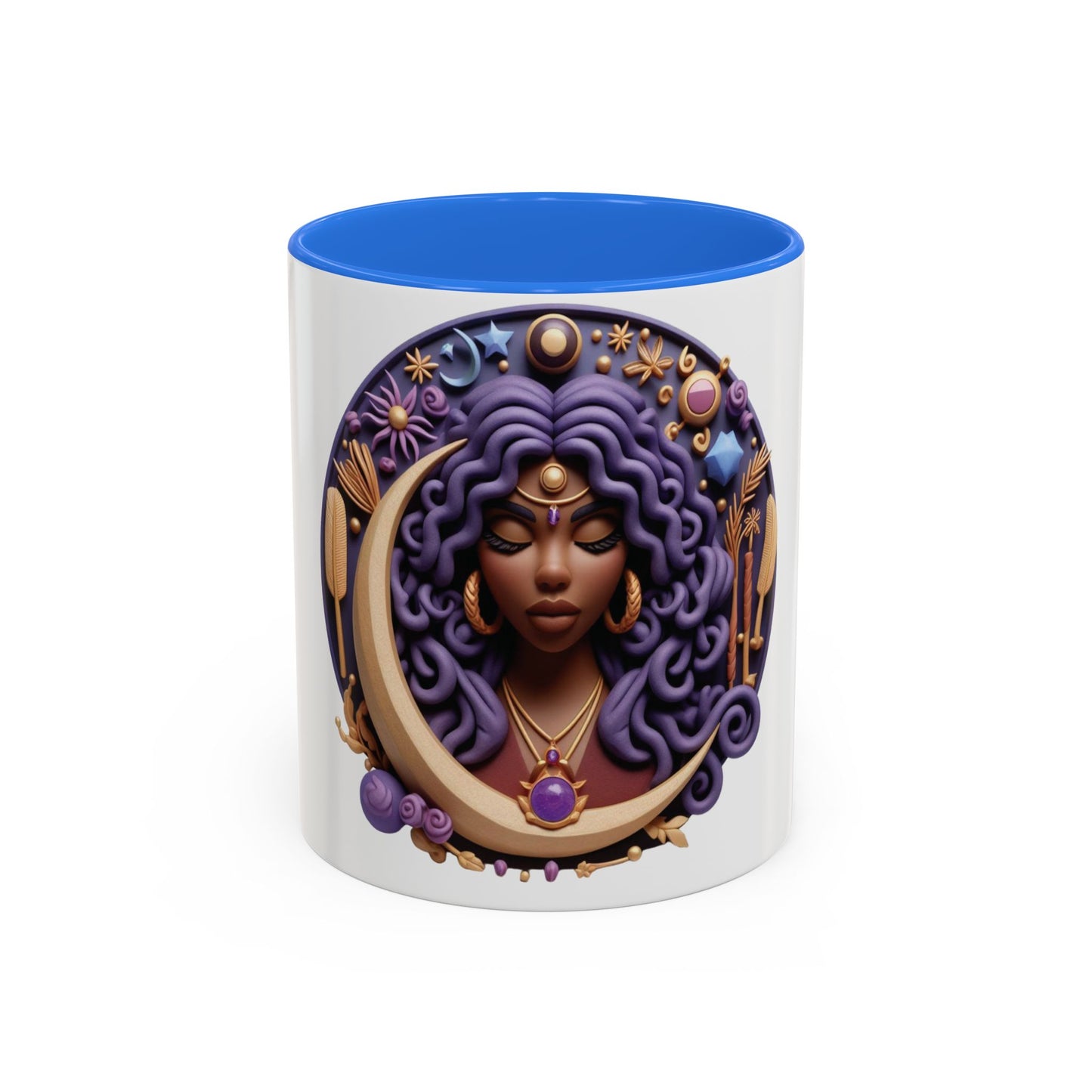 B.M.D Colorful Moon Goddess Mug - Bohemian Coffee Cup, Celestial Art Drinkware, Unique Gift for Her, Astrology Lover, 11oz & 15oz Varieties