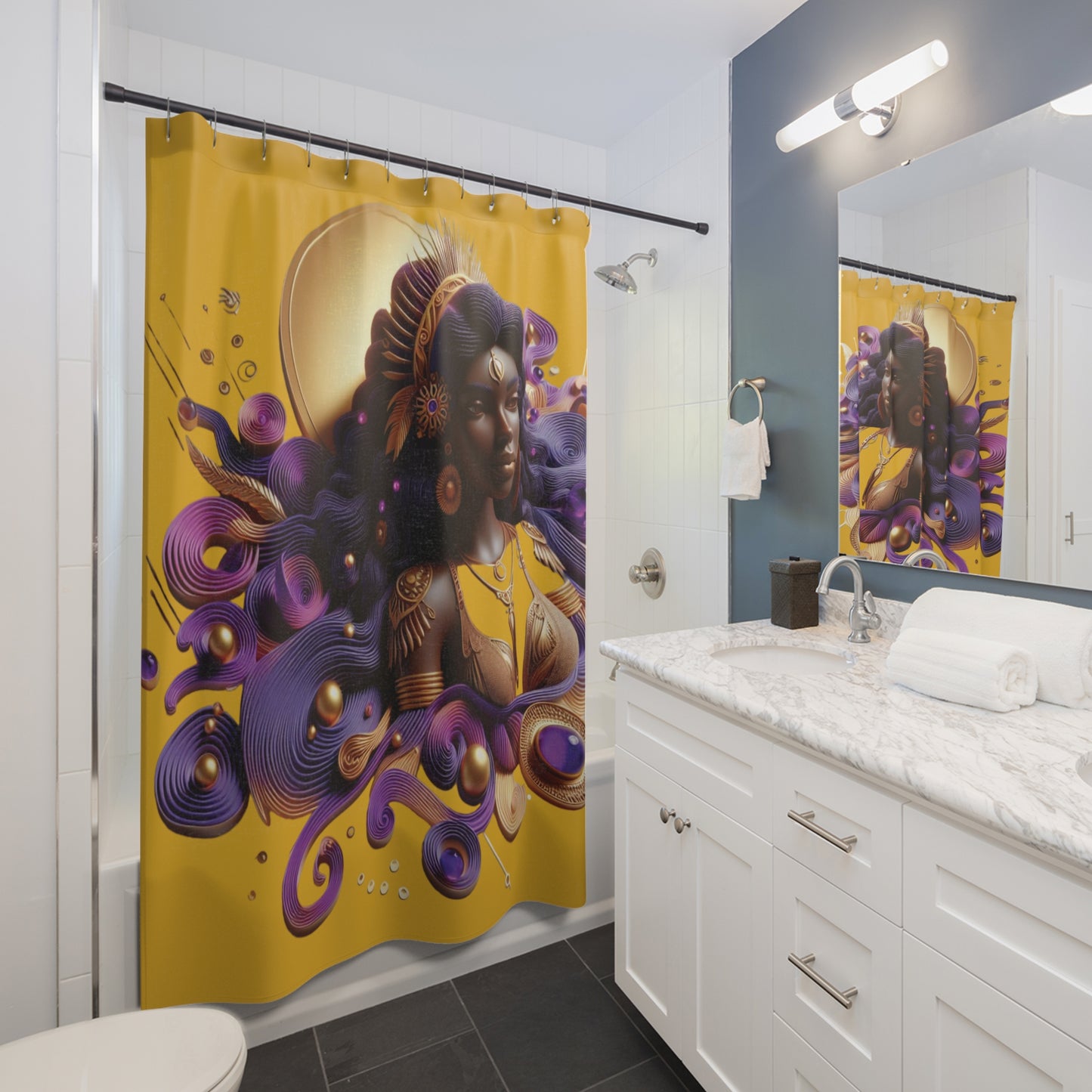 B.M.D Celestial Goddess Shower Curtains (yellow)