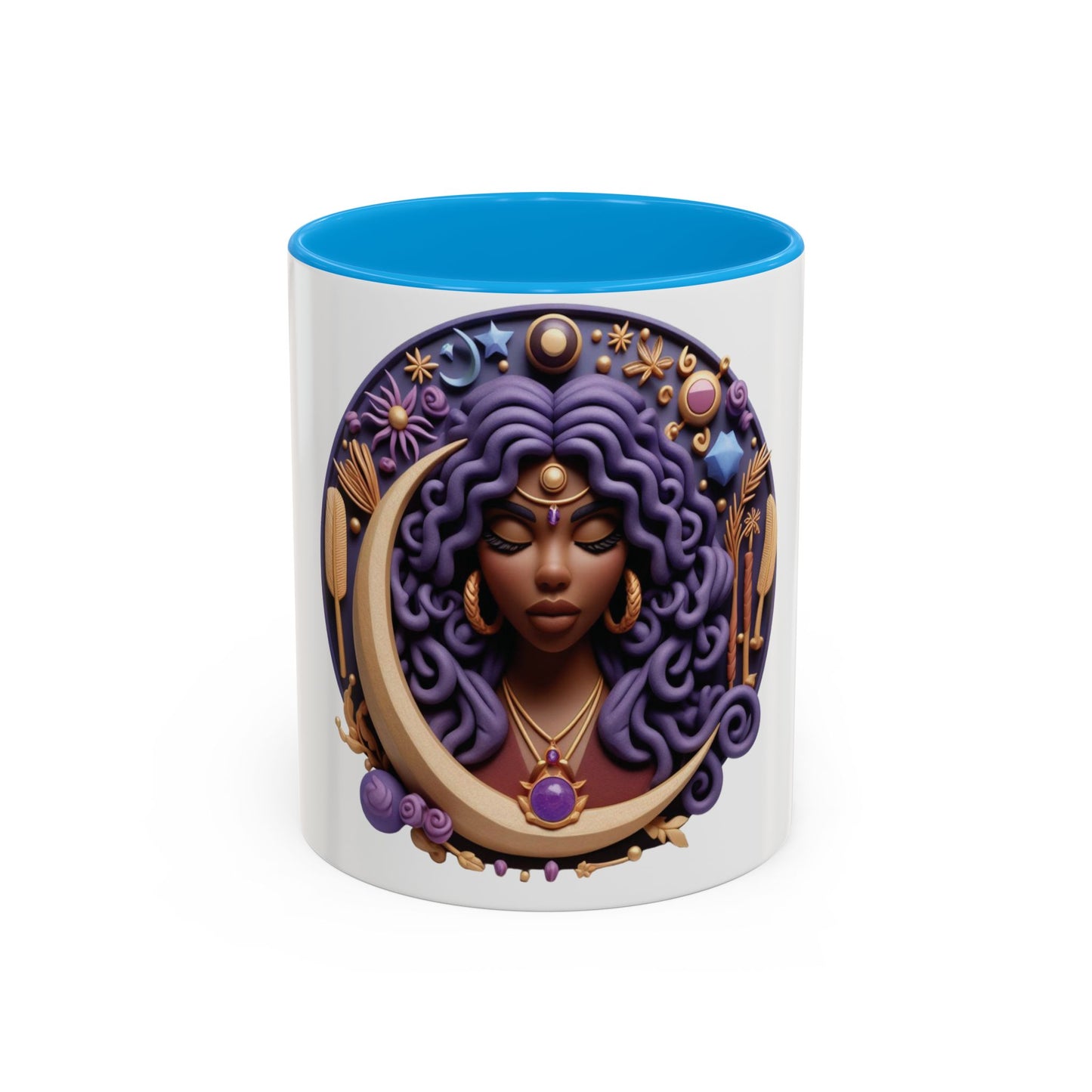 B.M.D Colorful Moon Goddess Mug - Bohemian Coffee Cup, Celestial Art Drinkware, Unique Gift for Her, Astrology Lover, 11oz & 15oz Varieties